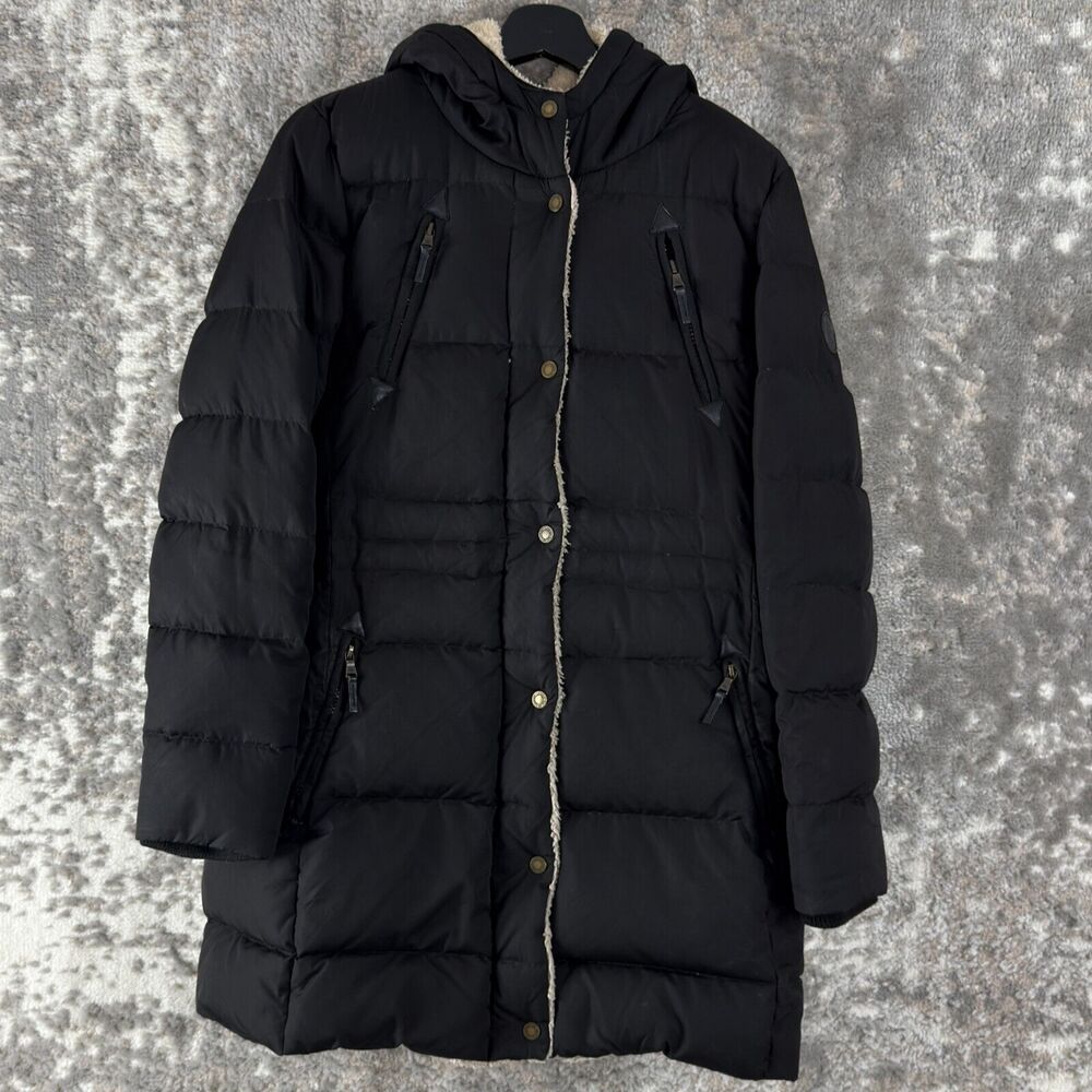 Lauren Ralph Lauren Sz S Down Waterfowl Quilted Puffer Sherpa Hooded Puffer Coat